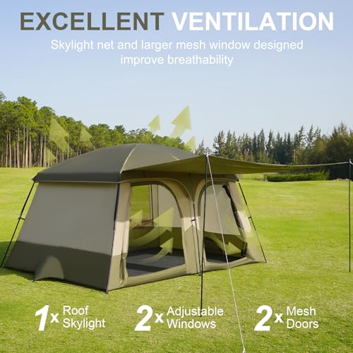 Vidalido Tents，3-4 Person Camping Tent with Extended Vestibule，Weather Resistant Family Tents with Breathable Mesh Window...