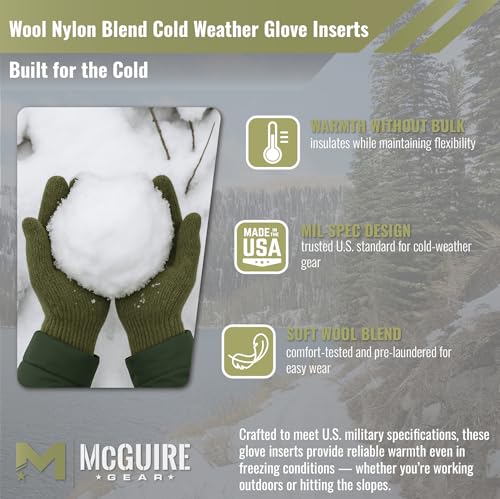 M MCGUIRE GEAR US Men's Wool Nylon Blend Cold Weather Snow Winter Glove Inserts
