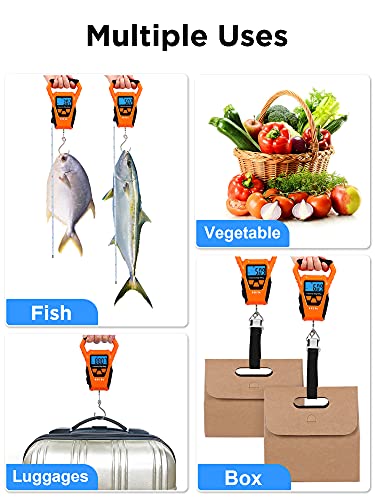 HEETA Waterproof Fish Scale Digital with Backlit LCD Display, 110lb/50kg Portable Hanging Scale Fishing Scale for Home and...
