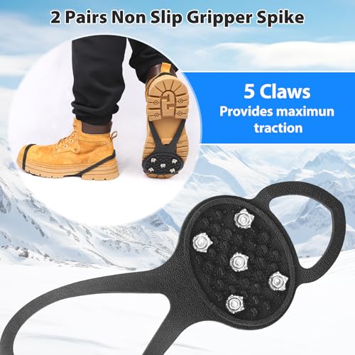 Ice Cleats Crampons for Shoes and Boots - Rotatable Mid-Sole Traction Spikes for Snow, Non-Slip Tungsten Grippers for Men ...