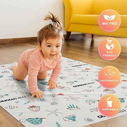 Minimono Baby Splat Mat for Under High Chair - 30 Pcs Disposable and Waterproof Splash Mats - 40"x47" Multipurpose Activit...