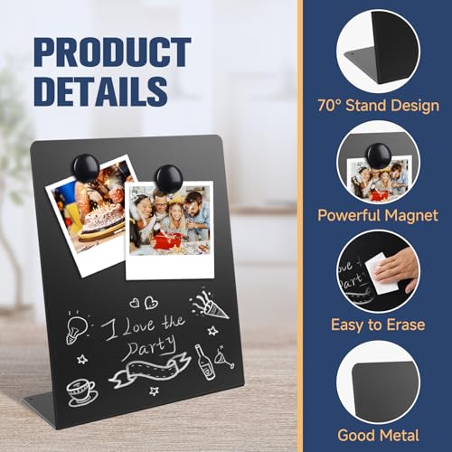 2 Pcs Large Magnetic Bulletin Board with Stand, 12x10inch Metal Magnet Display Board, Tabletop Memo Board, Memo Display Ea...
