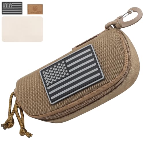 Lemubeane Tactical Molle Glasses Pouch Eyeglasses Hard Case Shockproof Sunglasses Carrying Case with Cleaning Cloth
