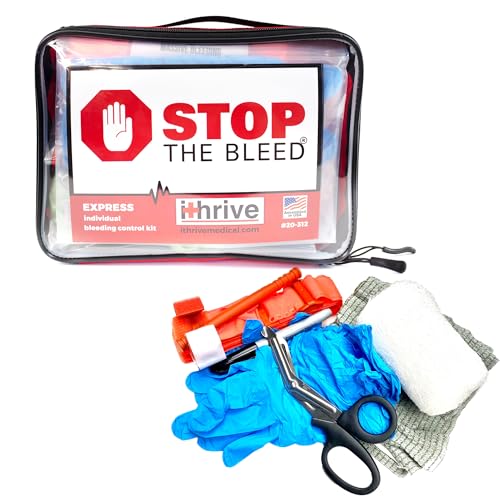 iThrive Express Bleeding Control Kit with Tourniquet - Easy-to-Use Emergency Kit with Official Stop The Bleed License - Fi...