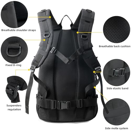 J.SH Military Tactical Backpack for Men Heavy Duty Hiking Rucksack Army MOLLE System 50L Large Capacity Backpack Waterproo...