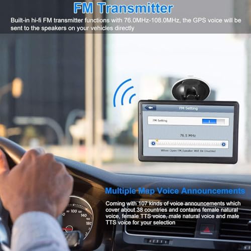 Navigation System 7 Inchs - GPS Navigator for Car Truck RV Touchscreen Navigator, Voice Guidance, Speed & Traffic Alerts, ...