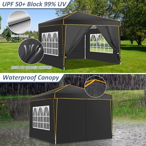 COBIZI 10x10 Pop Up Canopy with Sidewall, Commercial Canopy UPF 50+ Waterproof Outdoor Gazebo with Carry Bag, Tents for Pa...