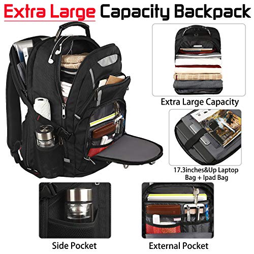 18.4 Laptop Backpack for Men, 55L-60L Extra Large Gaming Laptops Backpack with USB Charger Port, TSA Friendly Flight Appro...