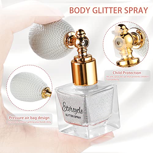 Etercycle Silver Body Glitter Spray, Shimmering Spray Powder Sparkle Powder, Cosmetic Shimmer Makeup Glitter for Hair and ...