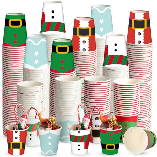 Fulmoon 200 Pcs Christmas Disposable Cups 12 oz Christmas Paper Cups Coffee Chocolate Wine Drinking Tea Drinkware Xmas Hol...