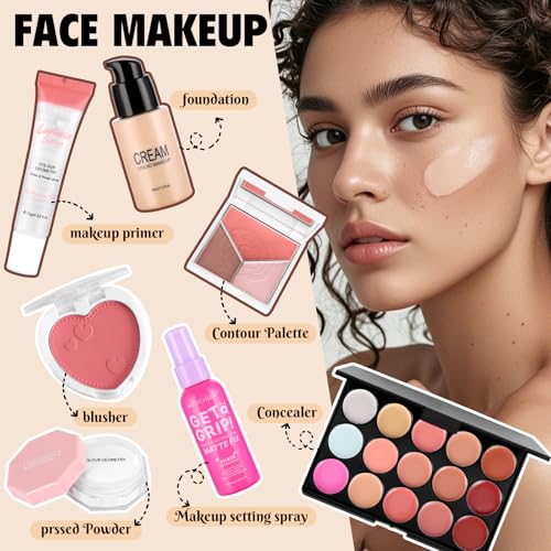 Makeup Kit for Women Full Kit Include Foundation Eyeshadow Palette Makeup Brushes Makeup Sets for Teens Girls, All In One ...