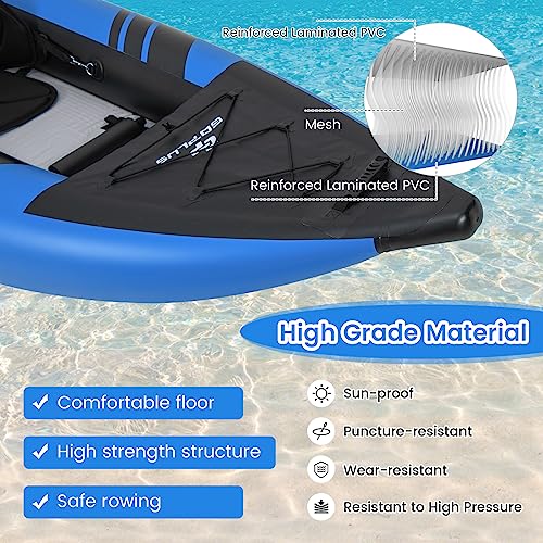 Goplus Inflatable Kayak, 2-Person Kayak Set for Adults with 507 LBS Weight Capacity, 2 Aluminium Oars, EVA Padded Seat, 2 ...