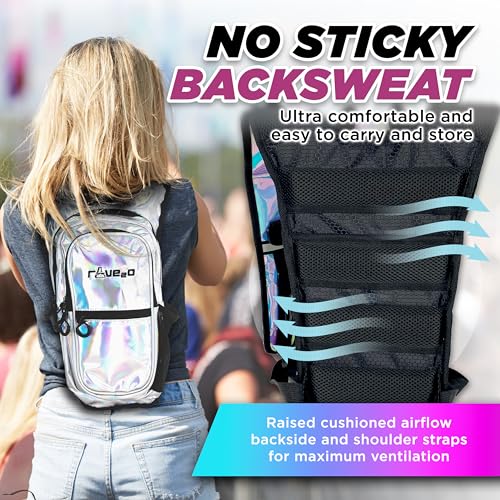 Rave2o Rave Hydration Backpack – Anti-Theft Festival Hydration Pack with 1.5L Leakproof TPU Bladder – Slim, Insulated Wate...