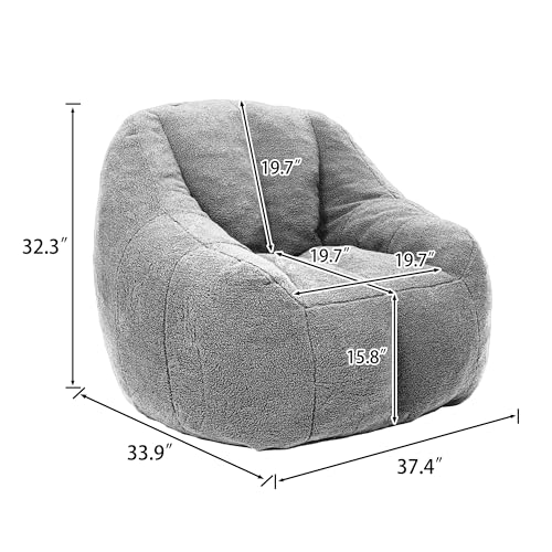 hausway Bean Bag Chair, Comfy Bean Bag Sofa with Tufted Soft Stuffed Filling, Fluffy Bean Bag Chair with Memory Foam,Stuffed Floor Sofa for Dorm, Apartment, Living Room (White)