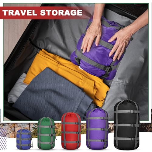 SilTriangle 5 Pack Compression Stuff Sack 5 Assorted Size Sleeping Bag Stuff Sack Ultralight Sleeping Bag Cover Space Savi...