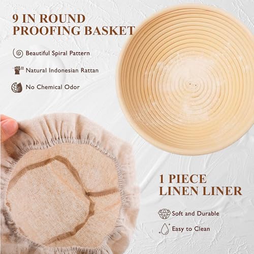 Complete Sourdough Starter Kit, Banneton Bread Proofing Basket with Glass Sourdough Starter Jar, Sourdough Bread Baking Su...