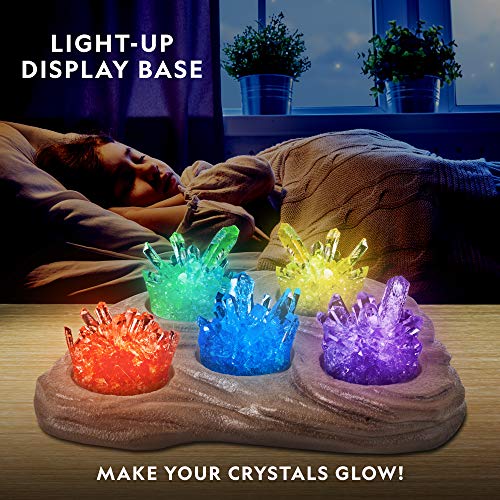 National Geographic Mega Crystal Growing Kit for Kids- Grow 6 Crystals with Light-Up Stand, Science Gifts for Kids 8-12, C...