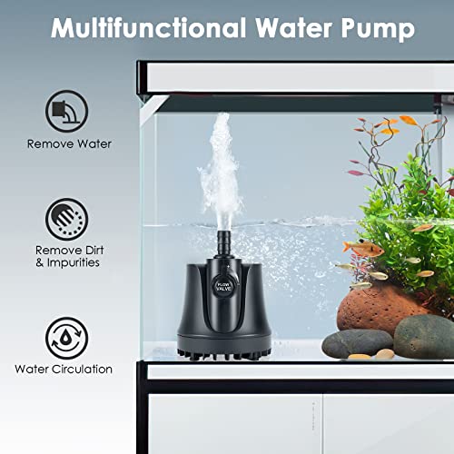 AQQA 265-800 GPH Submersible Aquarium Water Pump with Adjustable Switch, Water Removal and Drainage Sump Cleaning Pump wit...