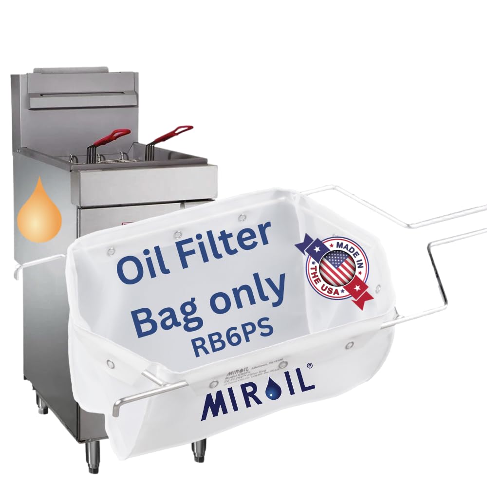 MirOil RB6PS EZ Flow Deep Fryer Oil Filter Bag – Reusable Grease Strainer to Extend Oil Life & Maintain Food Quality – Handles Hot or Cold Liquid – Deep Fryer Filter for Cooking (No Frame Included)