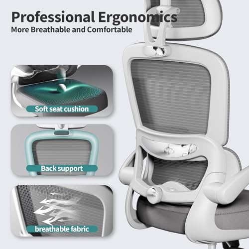 TRALT Office Chair Ergonomic Desk Chair, 330 LBS Home Mesh Office Desk Chairs with Wheels, Comfortable Gaming Chair, High ...