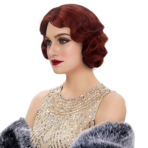 STfantasy 20S Finger Wave Wig Flapper Curly Synthetic Hair for Women 1920s Cosplay Costume Halloween Party Daily Everyday ...