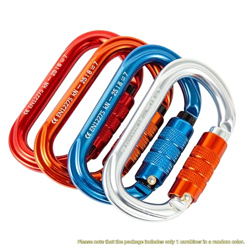 Zeluga 15-296 25KN Auto Locking Carabiner, Twist Lock, Lightweight, Professional Carabiner Clips, Assorted Color, 1 Piece
