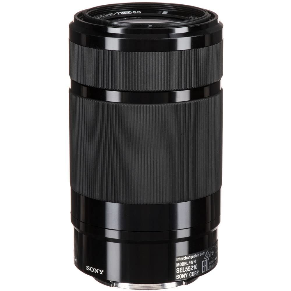 Sony E 55-210 mm F4.5–6.3 OSS Telephoto Zoom Lens (SEL-55210) – Lightweight APS-C w/Optical Stabilization + 3 Piece Filter Kit + Lens Cap Keeper + Cleaning Kit