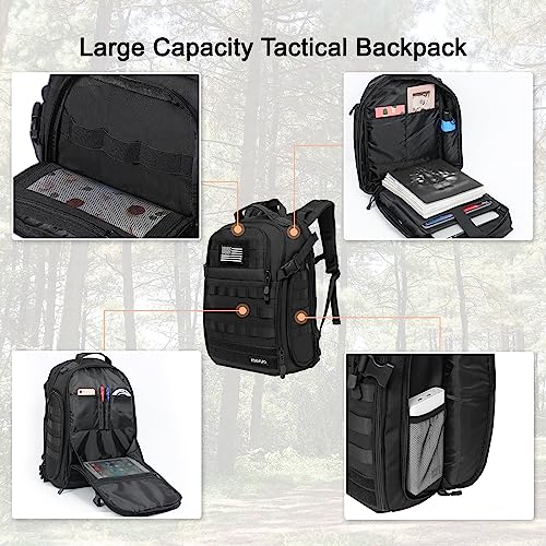 MOSISO Tactical Backpack, 2-Layer Military Daypack 3 Day Assault Pack Rucksack Outdoor Hiking Hunting Camping Training Tra...