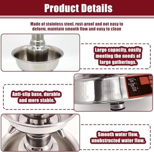 Hoiaost 3-Tier Cocktail Fountain Machine, Electric Party Fountain Drink Machine,3.5L Stainless Steel Commercial Beverage W...