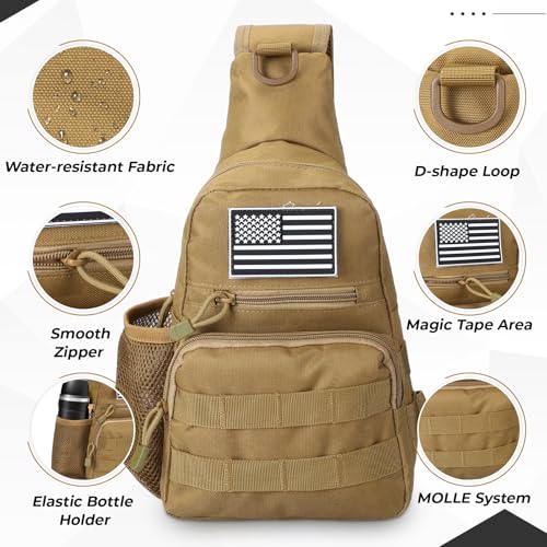 UTOKIER Tactical Sling Bag, Compact Military MOLLE EDC Shoulder Backpack, Crossbody Chest Daypack with Water Bottle Holder...