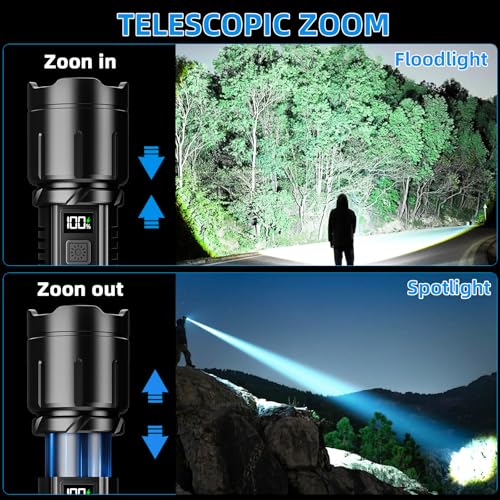 KNIBO Rechargeable Flashlight 99000 High Lumens, LED Super Bright Flash Light, Tactical Flashlights with LCD Power Displa...