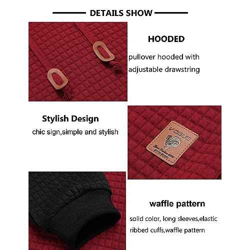 COOFANDY Mens Hooded Sweatshirt Casual Long Sleeve Drawstring Waffle Knit Pullover Hoodies