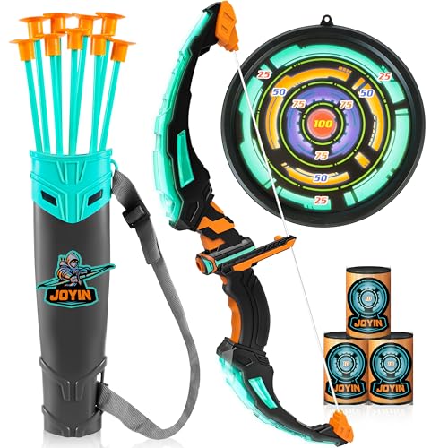 JOYIN Kids Bow and Arrow Set, LED Light Up Archery Toy Set with 9 Suction Cup Arrows, Target & Arrow Case, Indoor and Outd...