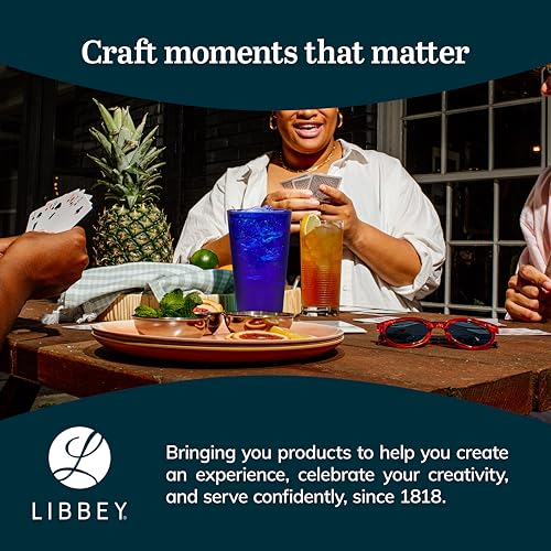 Libbey Cobalt Flare Drinking Glasses Set of 8, Classic Design Glass Cups for Soda, Water, Iced Tea and More, Dishwasher Sa...