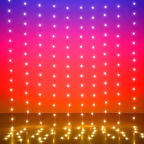 KepStars LED Curtain Lights, 6.5ft x 6.5ft 200 LED RGB Color Changing String Fairy Lights Curtain with Smart APP Control, ...