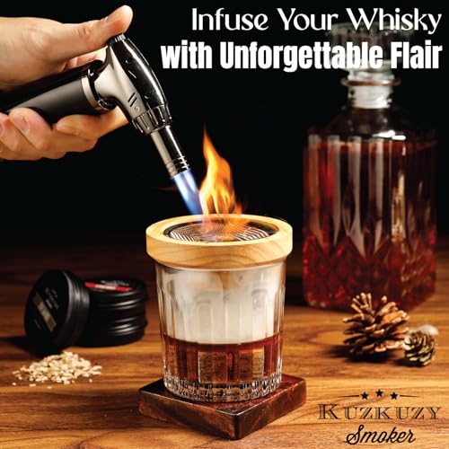 Cocktail Smoker Kit with Torch – 6 Flavors Wood Chips – Bourbon, Whiskey Smoker Infuser Kit, Old Fashioned Drink Smoker Ki...