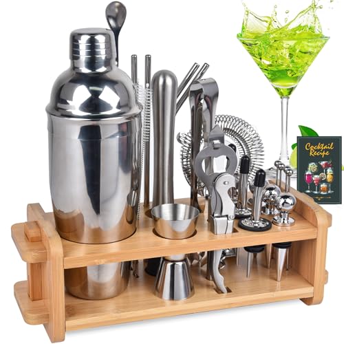 30pcs Mixology Bartender Kit with Stand, Secilla 25oz Bar Set Cocktail Shaker Set, Professional Bartending Kit Home Bar To...