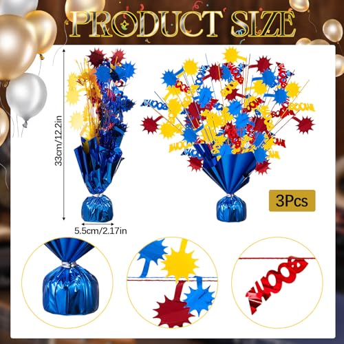 Maysing 3 Sets Hero Foil Spray Centerpiece Party Boom Table Decorations for Banquet Karaoke 50s Wedding Graduation Red Yel...