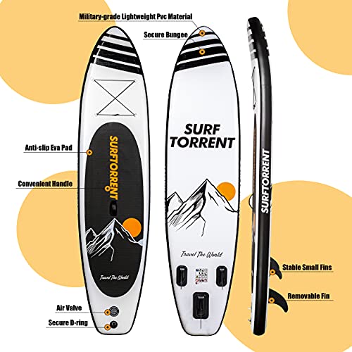 SURFTORRENT Inflatable Stand Up Paddle Board Wave Board with SUP Accessories,Inflatable SUP Board for Beginner,Youth Paddl...
