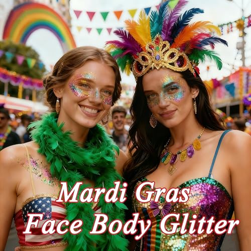 AROIC 14 Colors Body Glitter, Face & Hair Glitter Gel Set for Mardi Gras, Eye Shimmer for Women Glow in the Dark Rave Acce...