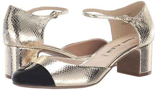 Anne Klein Women Pizetta Dress Heels, Light Gold with Black Patent Tip, 7, M