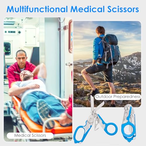 6 in 1 trauma shears, Folding Retractable Emergency Shears, Outdoor Camping Tools, Seat Belt Cutter, Oxygen Cylinder Wrenc...