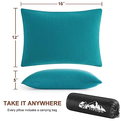 Ivellow Memory Foam Travel Pillow Compressible Camping Pillow for Sleeping Shredded Memory Foam Pillow Compact Firm Suppor...