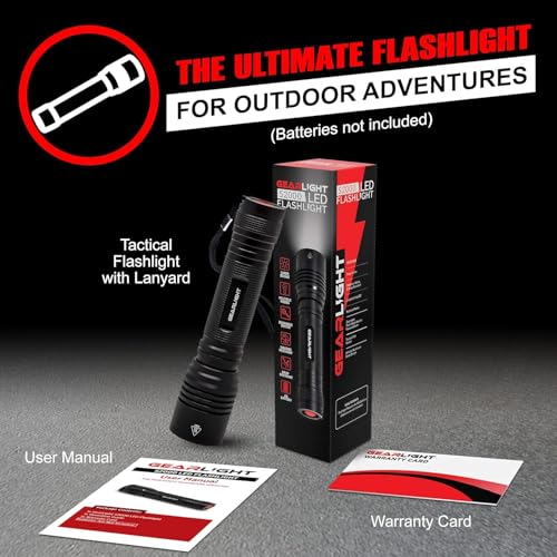GearLight S2000 LED Flashlight High Lumens - Super Bright, Powerful, Mid-Size Tactical Flashlight for Outdoor Activity & E...