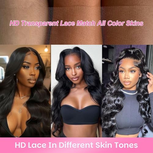 13X6 Body Wave Lace Front Wigs Human Hair Pre Plucked 210 Density Glueless HD Lace Frontal Human Hair Wigs with Baby Hair for Women 18inch