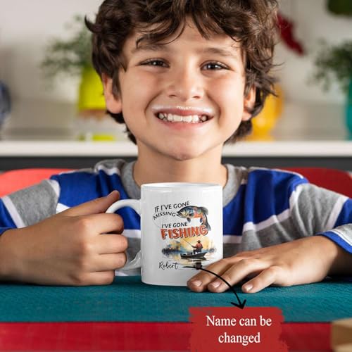 Fishing Man Design Ceramic Cup, Customized Name Fishing Mug 11oz 15oz, Personalized Coffee Cup With Fishing Scene, Custom ...