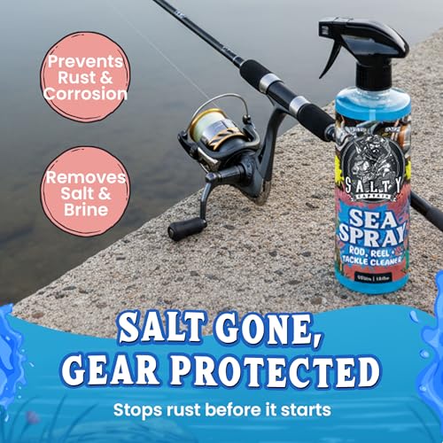 Salty Captain Sea Spray – Fishing Reel Cleaner Spray 500ml – Salt Remover for Rods, Reels & Tackle – Prevents Rust & Corro...