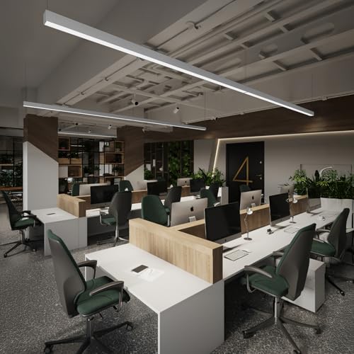 LEONLITE 8FT Linkable LED Linear Light, Dimmable Architectural LED Suspension Office Lighting Fixture, 3CCT, ETL Listed, M...