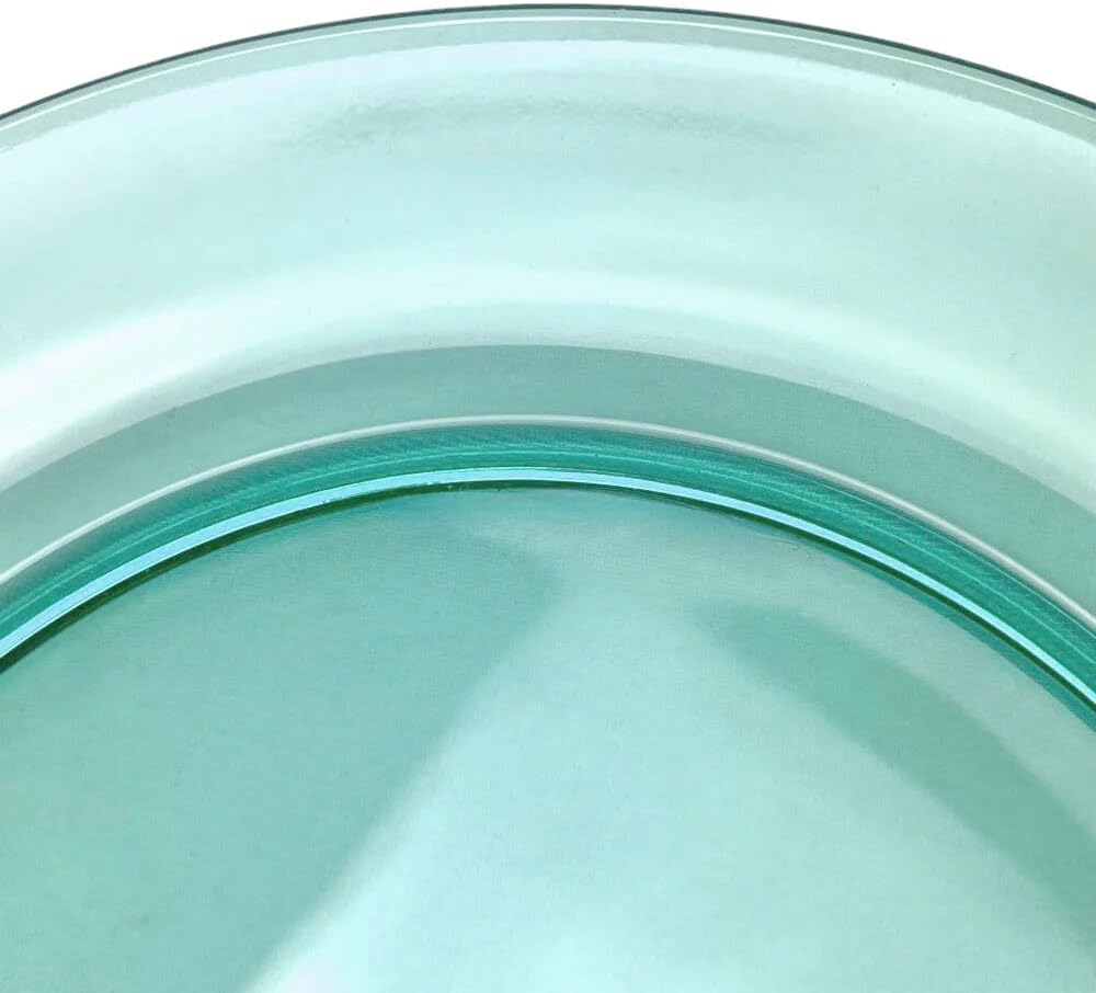 STP GOODS Glass Soup and Salad Bowl with Handles, Cobalt Transparent Glass Eating Plates, Circular Dinnerware for Salad, Bread, Dinner (Green Set 4)