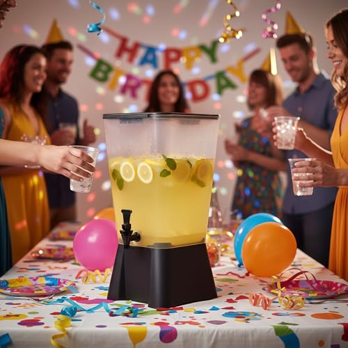 Beverage Dispenser 5 Gallon Drink Dispenser with Spigot, Juice Dispensers for Parties, Black Base